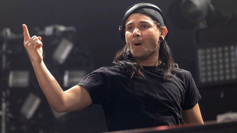 Skrillex on stage