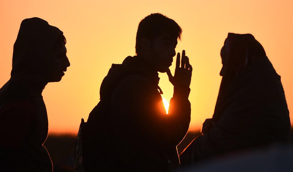 Migrants on the Hungarian-Serbian border