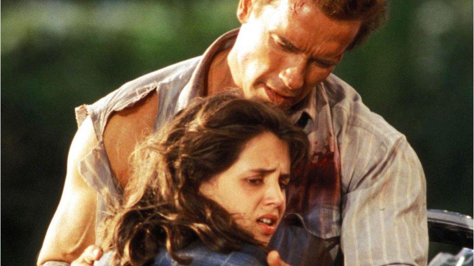 Eliza Dushku and Arnold Schwarzenegger