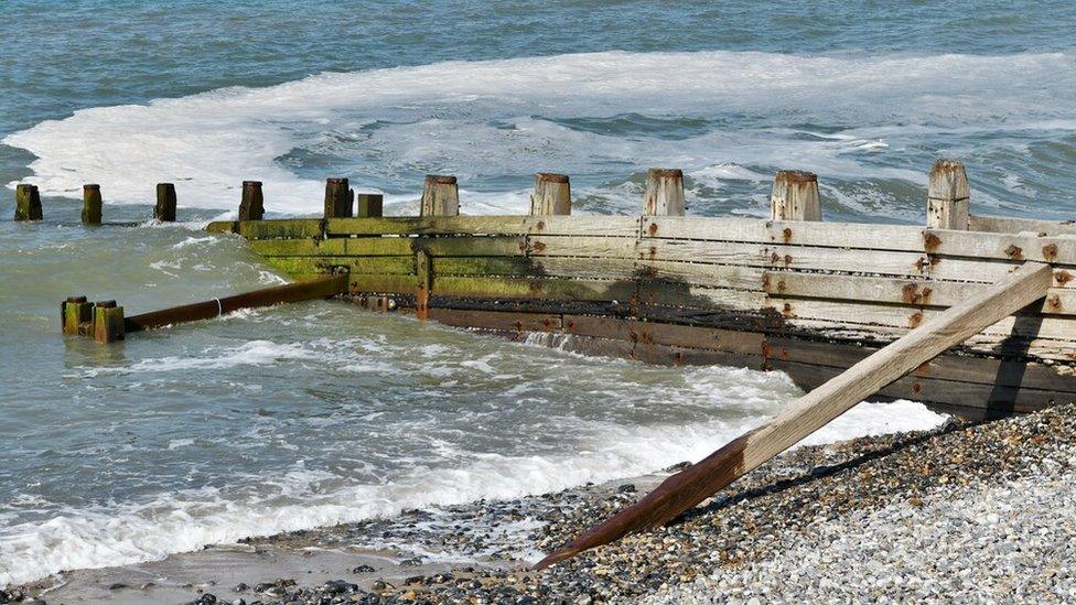 Cromer groynes in sea