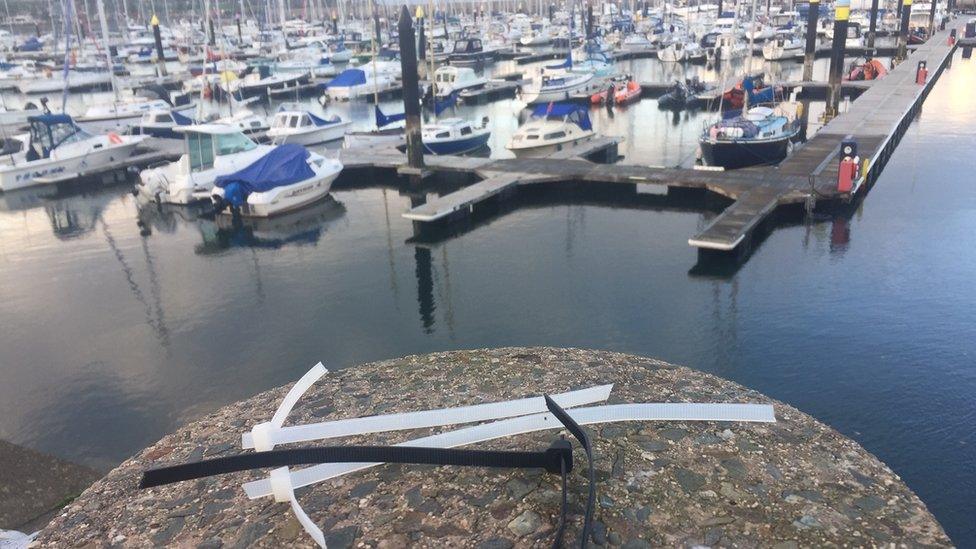 Single use plastics like these cable ties can easily blow into the marina