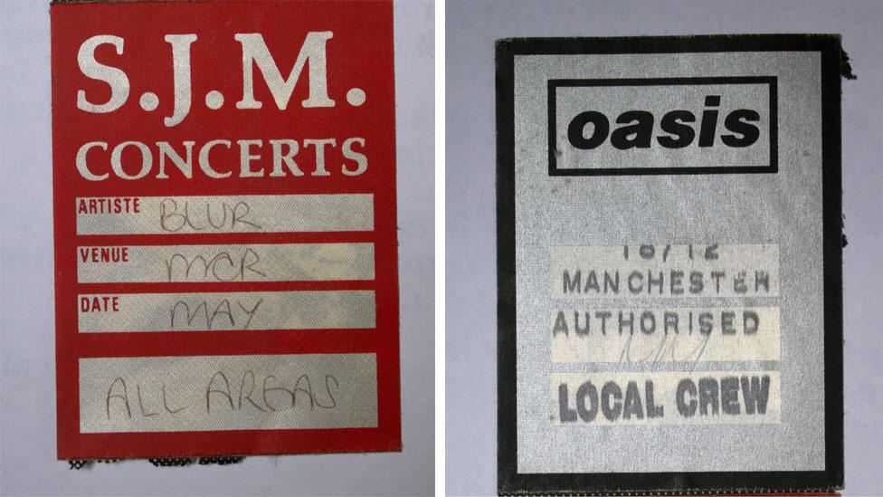 Blur and Oasis backstage passes from 1994