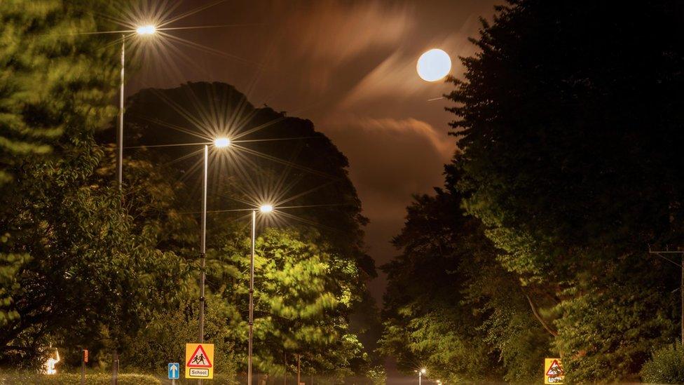 Super blue moon photo from the street in Coleraine