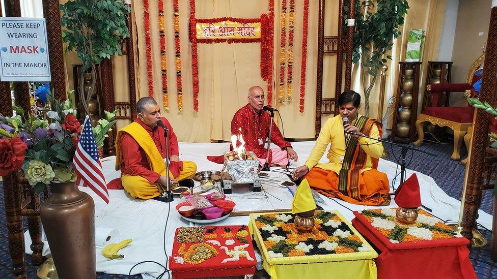 A group of Hindu Indian-Americans on Chicago conducting a prayer for Mr Trump’s well-being.