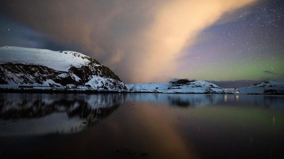 Aurora and a snow shower