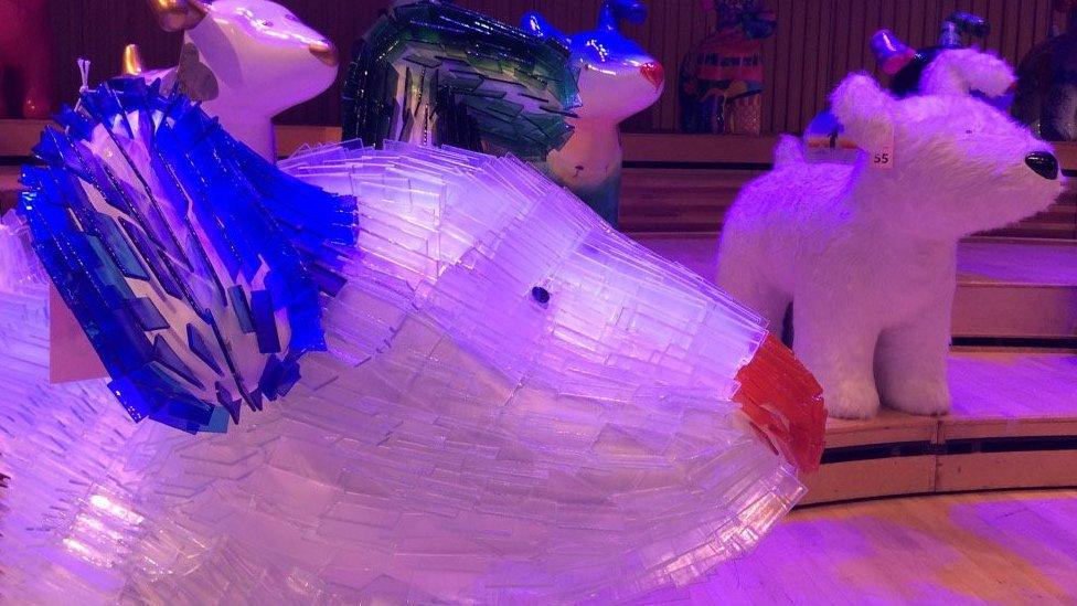 A selection of snowdogs on stage at the Sage Gateshead