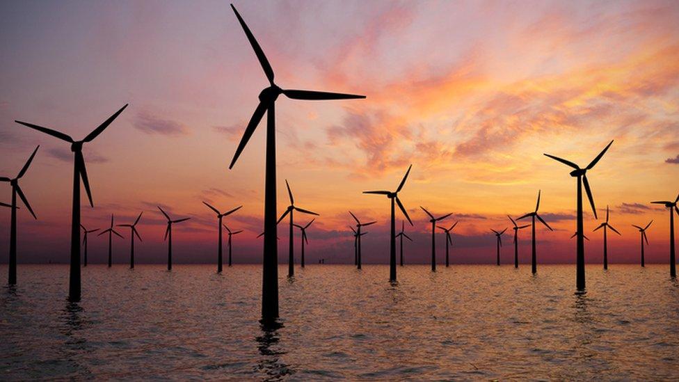 Wind farm in the sea