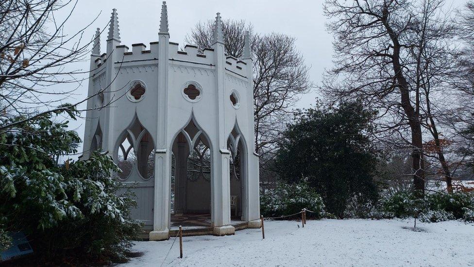 Gothic Temple at Painshill landscape garden in Cobham, Surrey