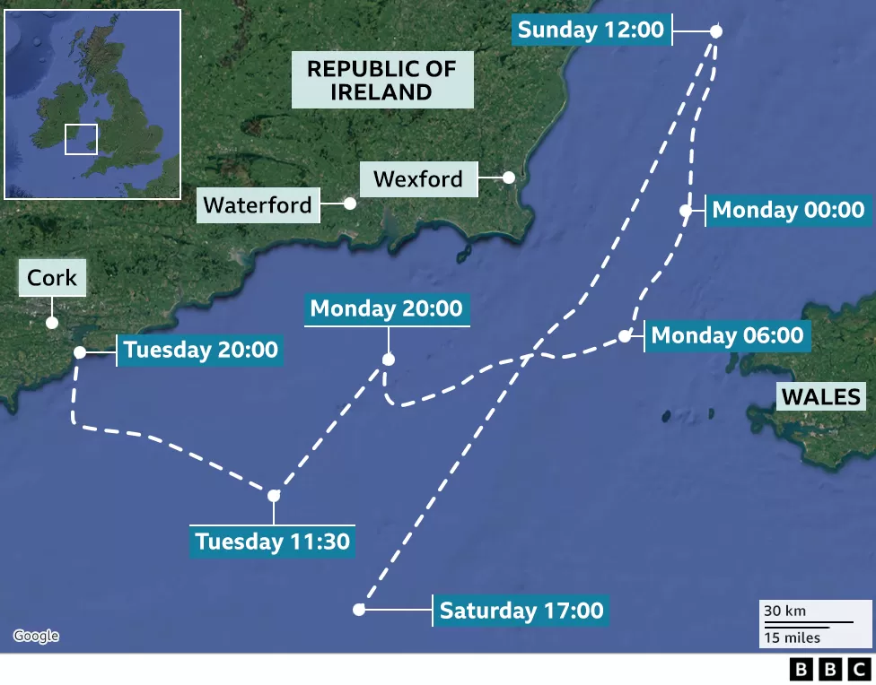 MV Matthew voyage map