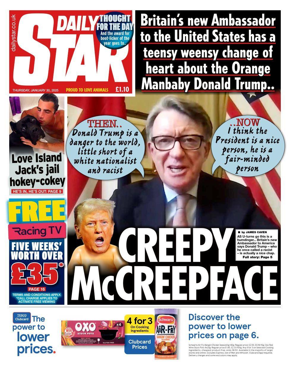 Daily Star front page 30 January