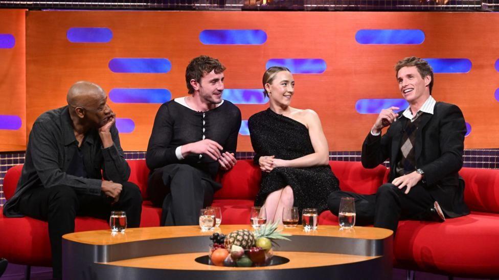 Saoirse Ronan with Denzel Washington, Paul Mescal and Eddie Redmayne on The Graham Norton show

