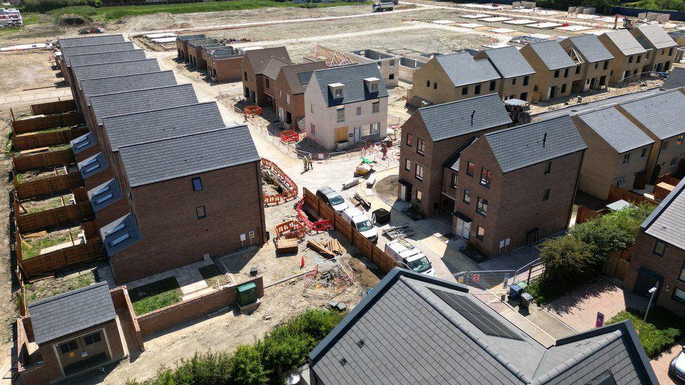 An aerial view of the housing development