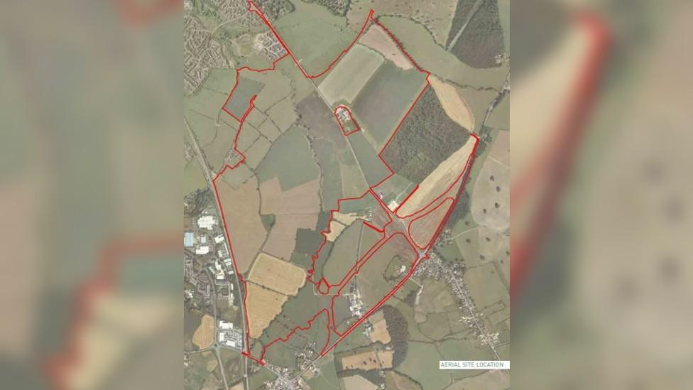 Map of the site southeast of Trowbridge