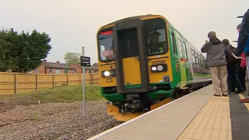 The first train arrives at the station