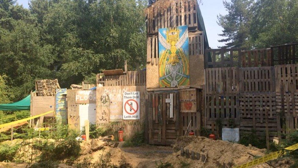 A self-built fort within the protesters' camp