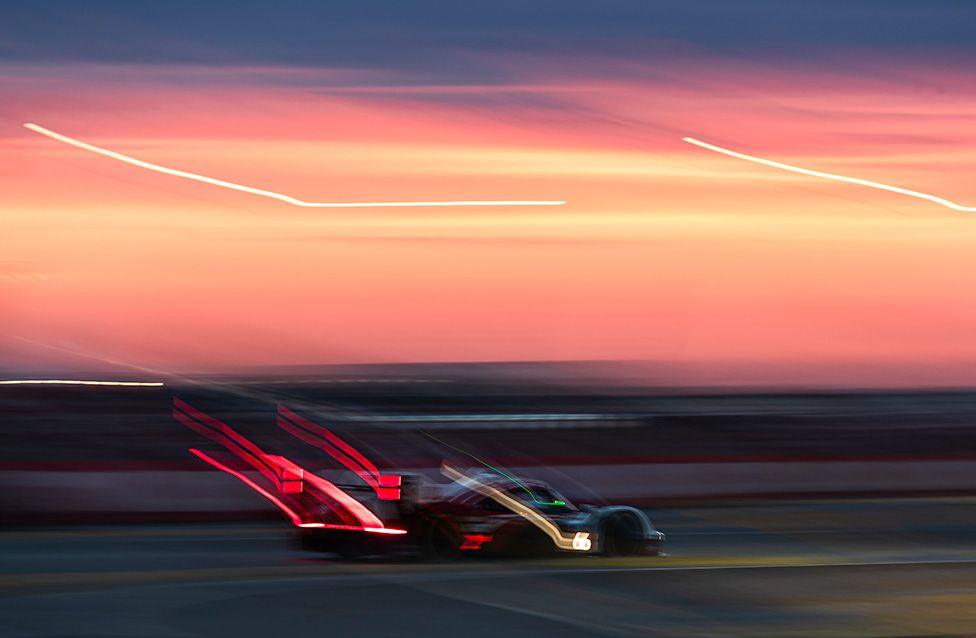 Pilots Kevin Estre, Laurens Vanthoor and Matt Campbell of Porsche during the 24 Hours of Le Mans. Photo by Kristof Vermeulen