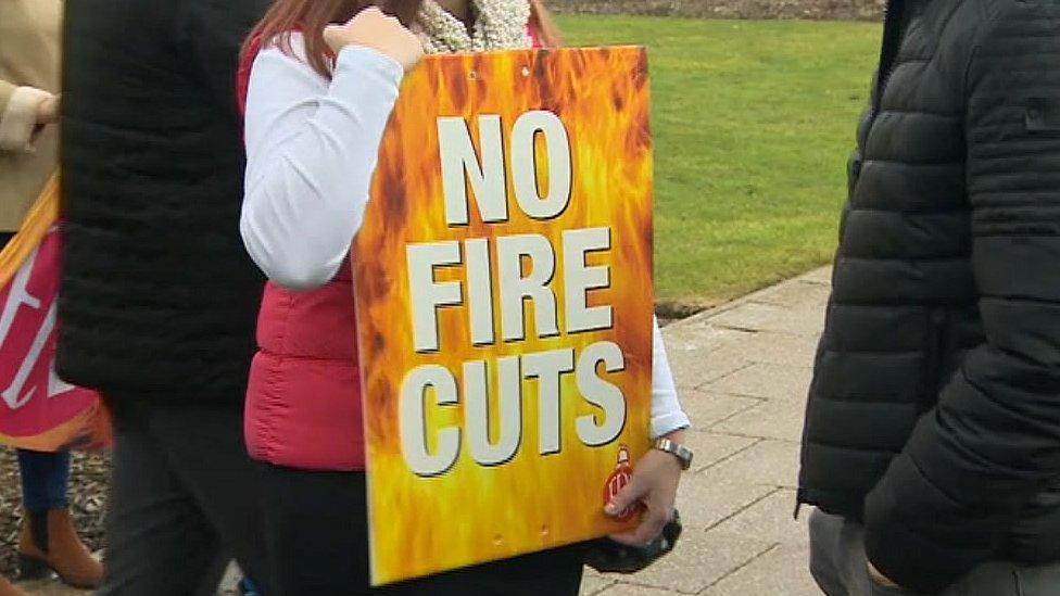 Fire cuts protest