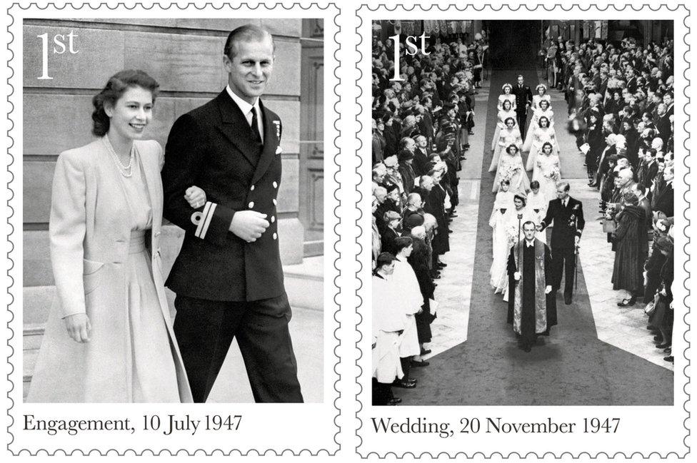 Royal Mail commemorative stamps for the Queen's 70th wedding anniversary