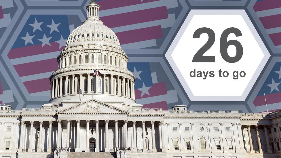 Graphic of the US Capitol building showing 26 days to go