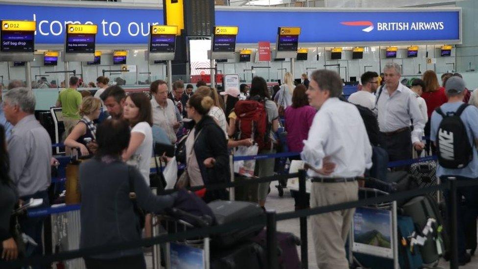 Passengers at Heathrow Terminal 5 on 29 May