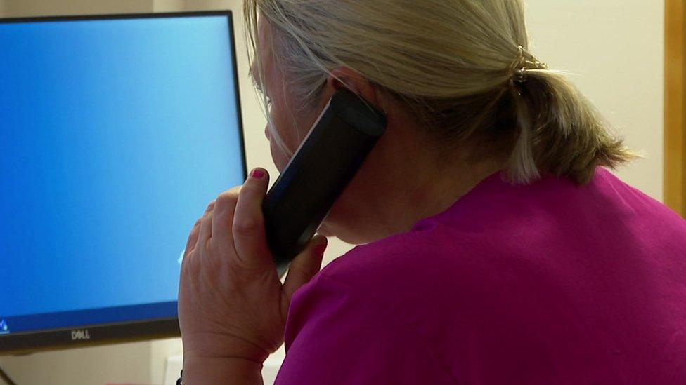 Health worker on the phone