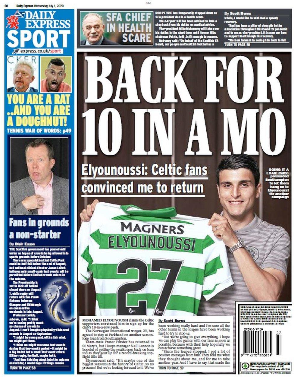 The back page of the Scottish Daily Express on 010720