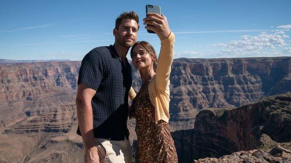 Still of Jenna Coleman and Oliver Jackson-Cohen from the new Amazon Prime Video series Wilderness