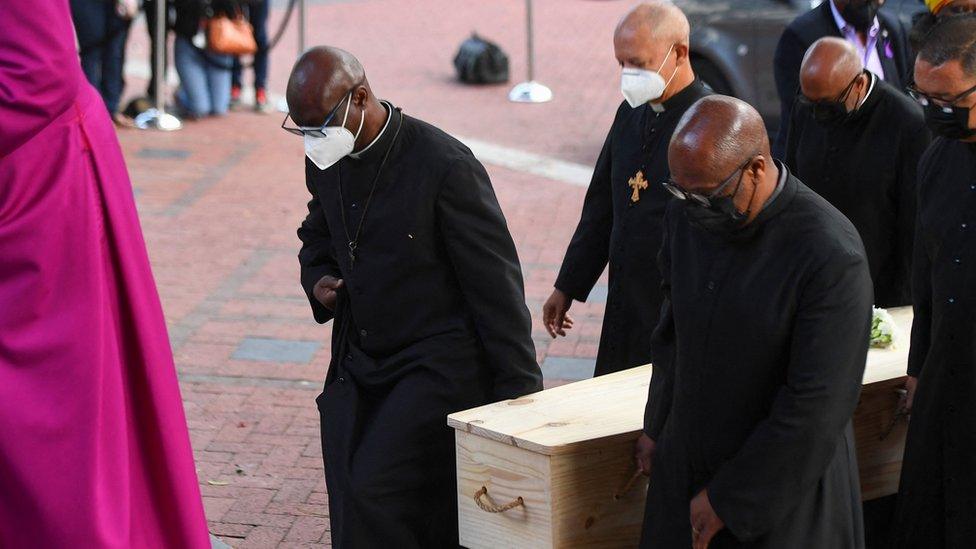 Tutu's coffin in St George's Cathedral