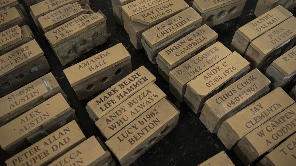 Bricks with different commemorative messages