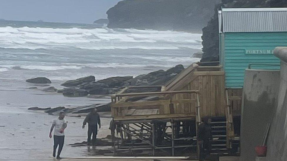 Beach huts at Watergate Bay