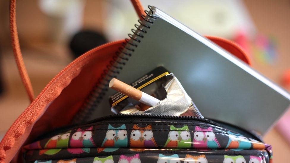 Cigarettes in a school bag