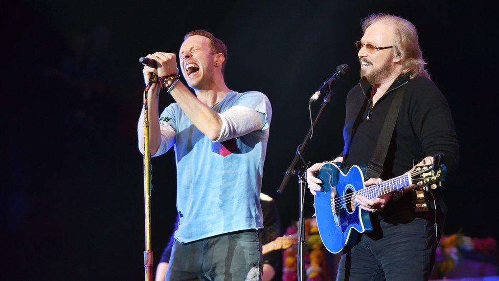 Chris Martin and Barry Gibb