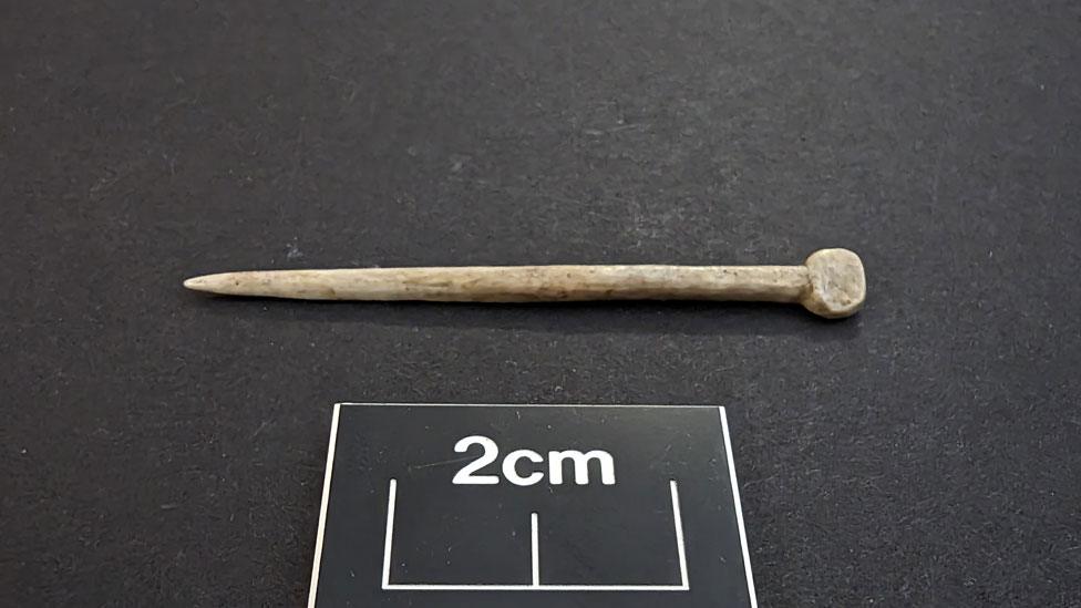 Saxon worked bone pin