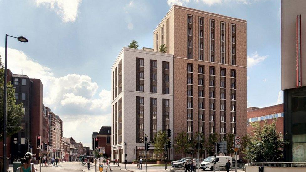 Part-eight story and part-twelve story tower block plans