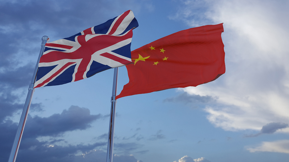 Flags of the UK and China