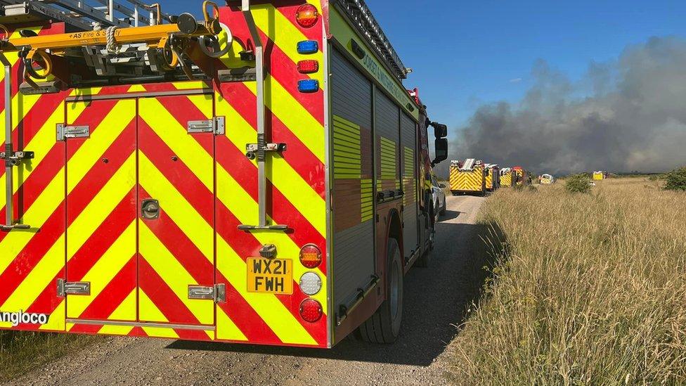 Fire crews on Salisbury Plain on Friday, July 7