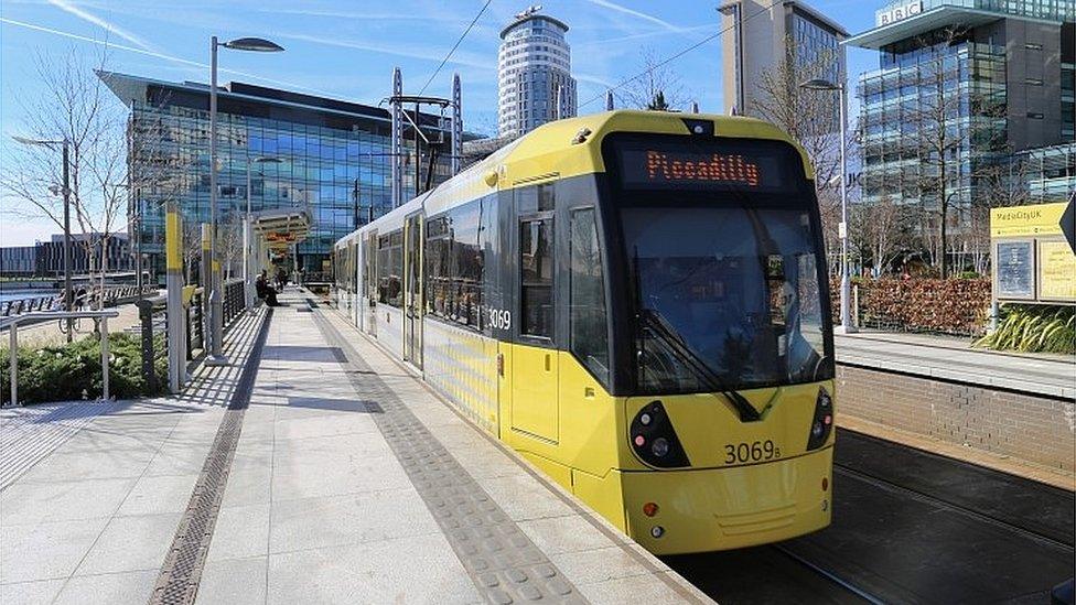 Tram at MediaCityUK in Salford