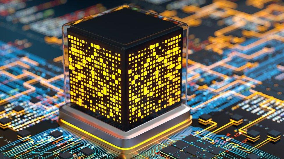 Neon-lit quantum computer chip and chipset