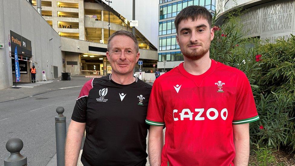 Photo of Welsh rugby fans in France