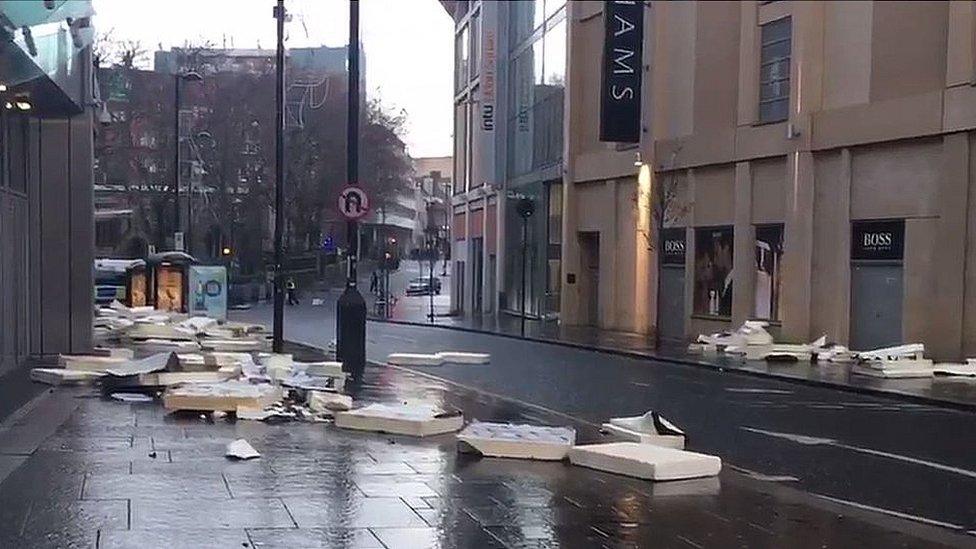 Wind damage in Newgate Street