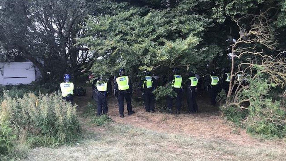 Line of police officers at the event