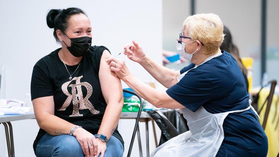 A woman being vaccinated in Doncaster