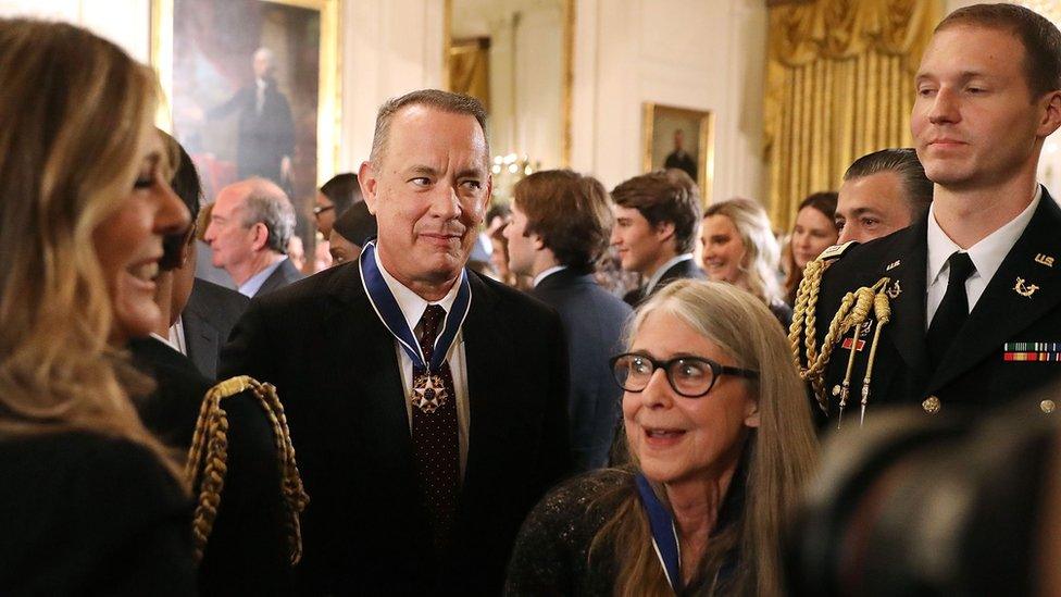 Margaret Hamilton at the White House ceremony with a fellow medal recipient, actor Tom Hanks