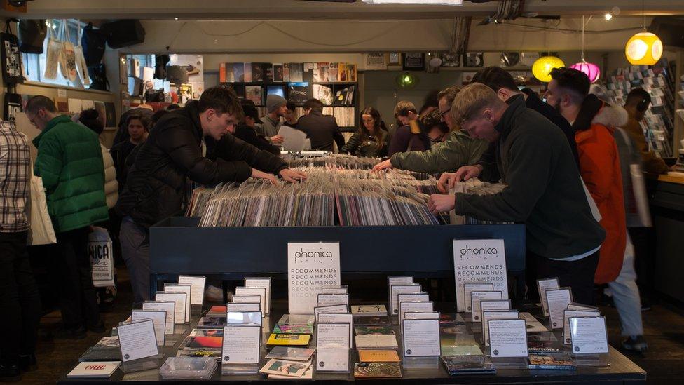 Busy record store in 2019