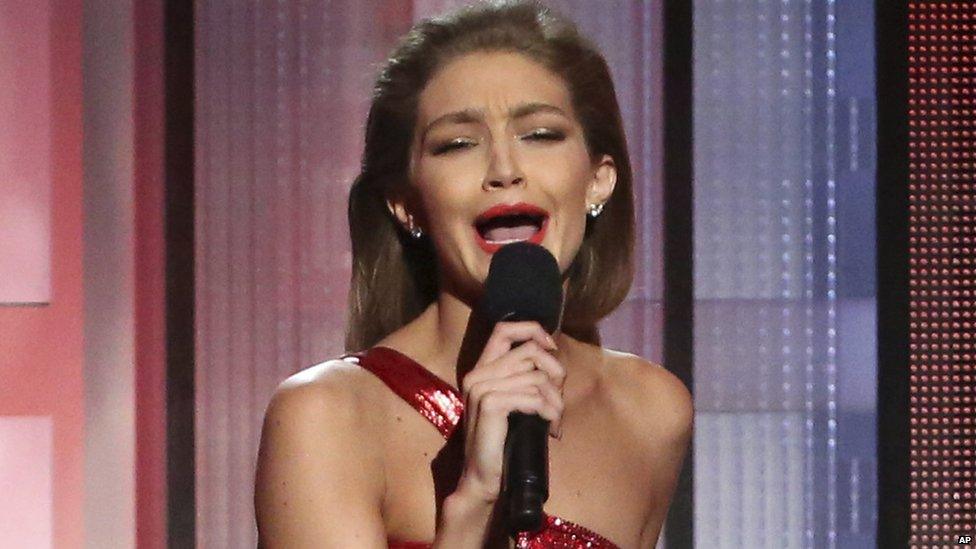 Gigi Hadid impersonating Melania Trump