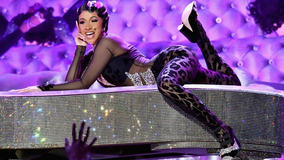 Cardi on stage at the Grammy's 2019