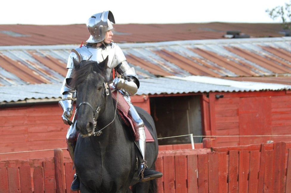 Dominic Smee on a horse