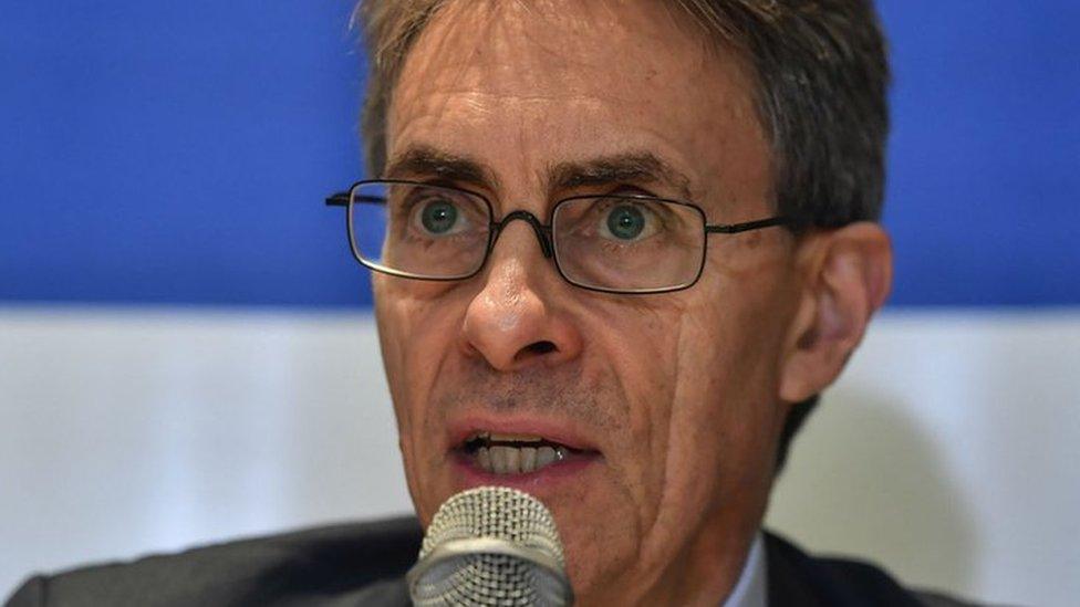 Human Rights Watch executive director Kenneth Roth speaks during a press conference in Sao Paulo, Brazil, on 16 October 2019.