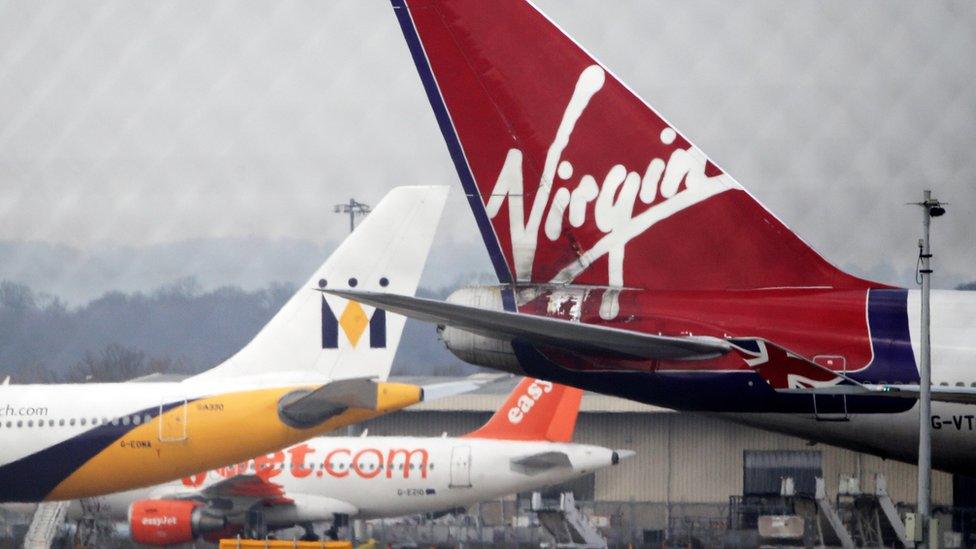 Plane fins at Gatwick Airport