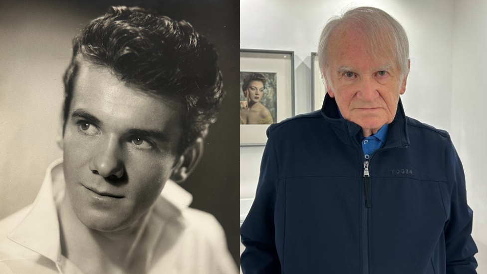 A black and white portrait of Ricky Ford taken in the 1960s, and a photo of him as an older man today